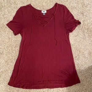 Burgundy v-neck top